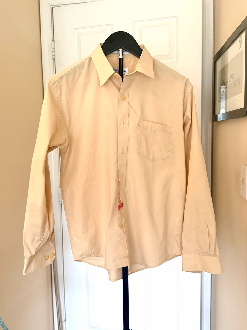 Berlioni Italy Boys Dress Shirt Size 16 Tan/Beige Long Sleeve